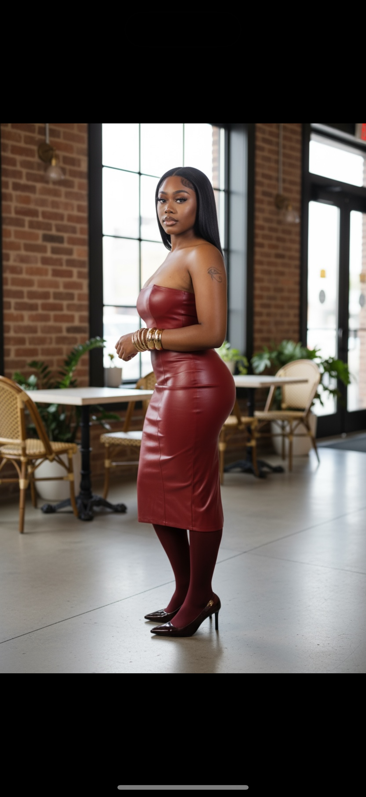 Cranberry leather Dress