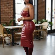 Cranberry leather Dress