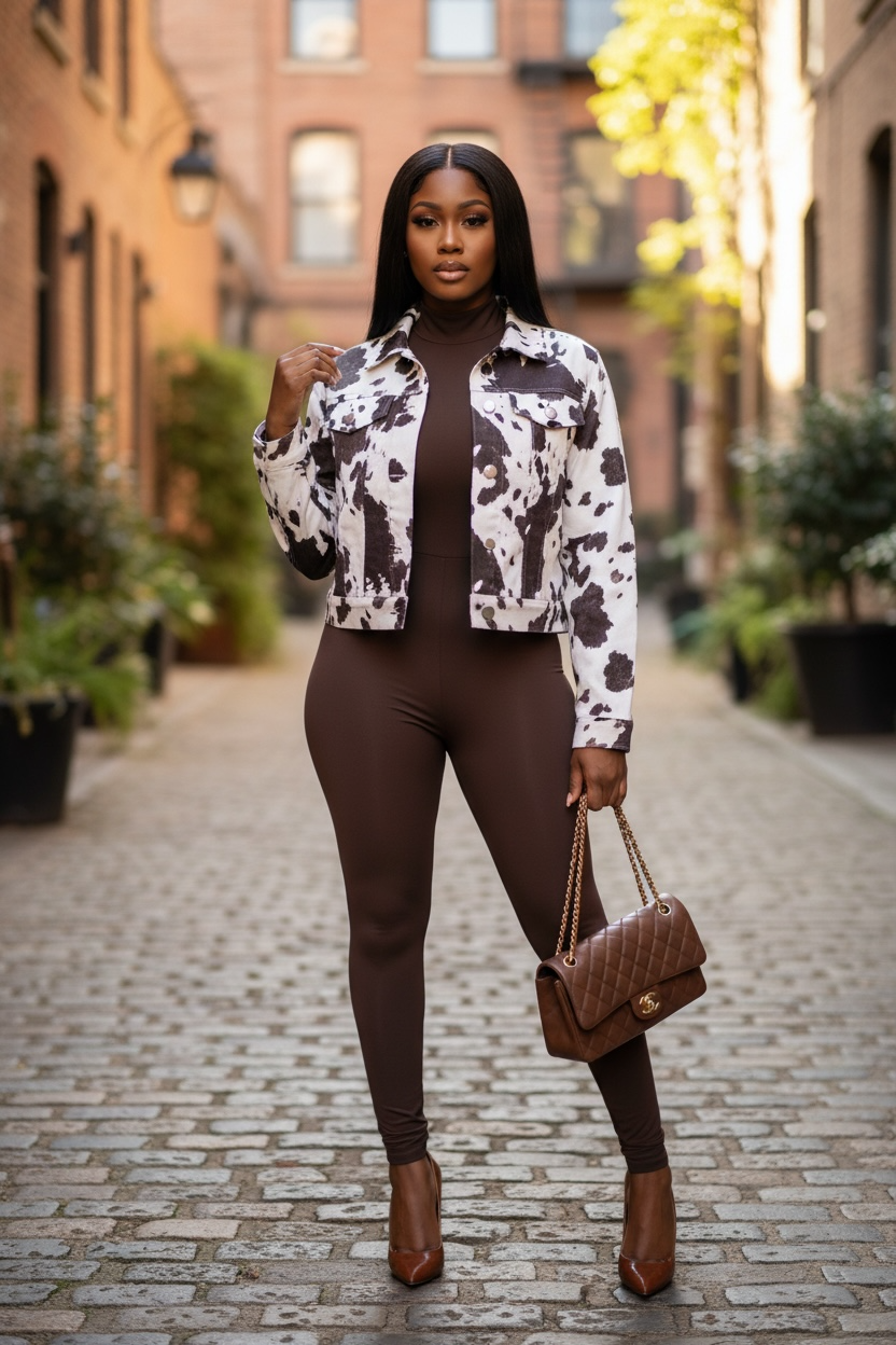 Cow print jacket