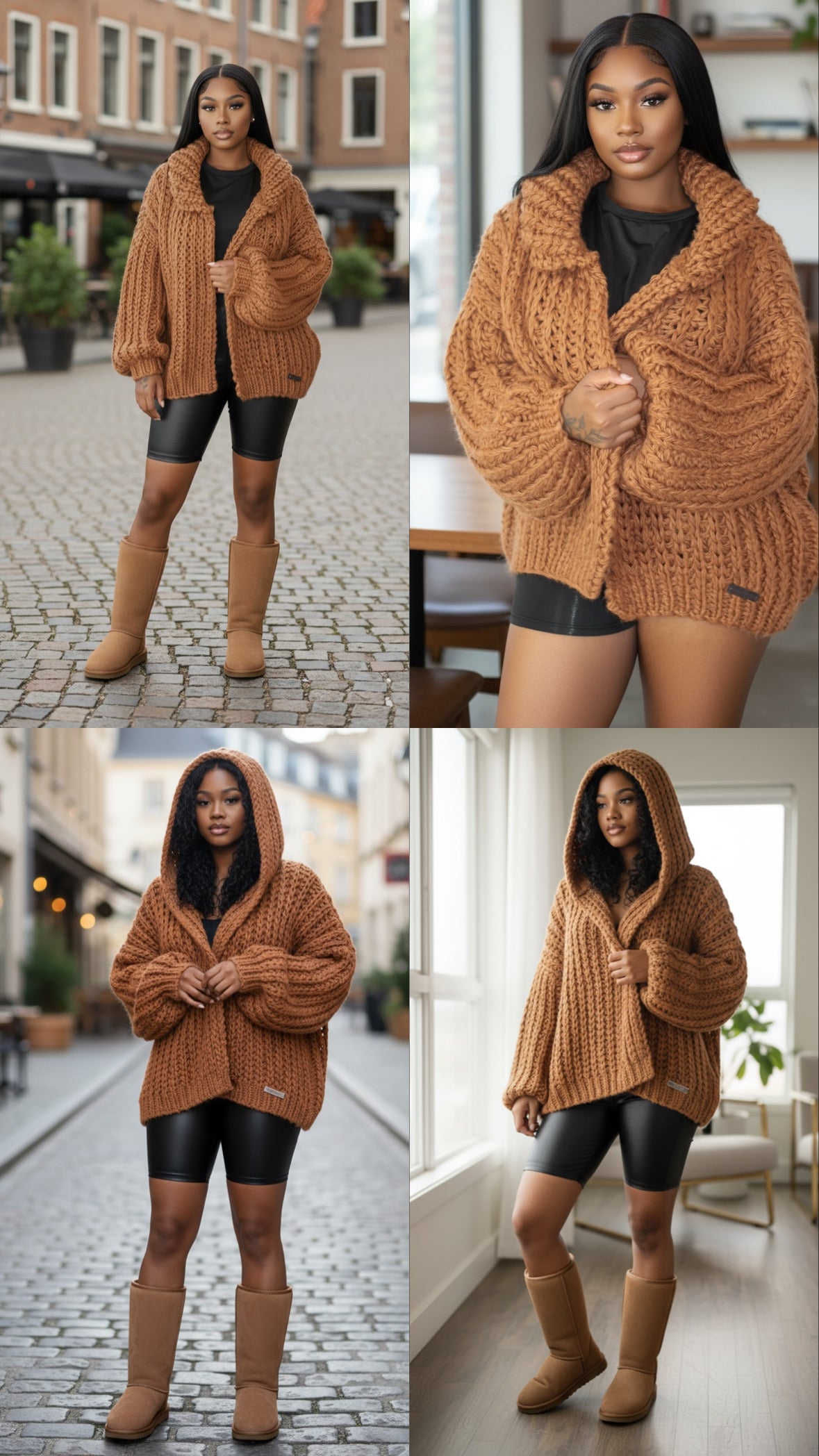 Cozy Girl Hoodie Sweater-Chestnut
