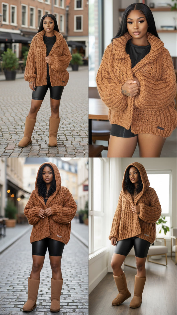 Cozy Girl Hoodie Sweater-Chestnut