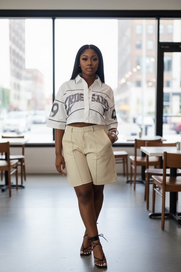 Tan leather Cargo Shorts