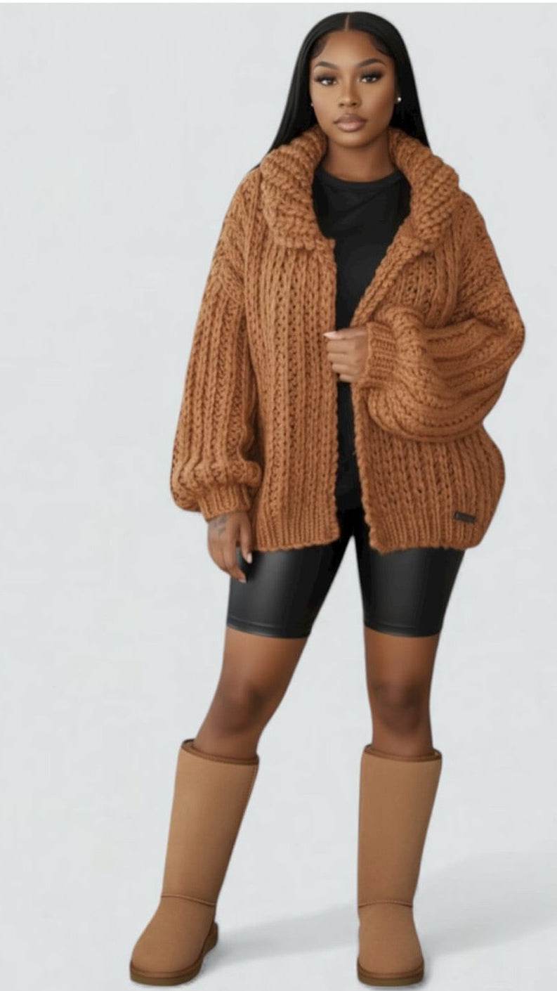 Cozy Girl Hoodie Sweater-Chestnut