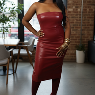 Cranberry leather Dress