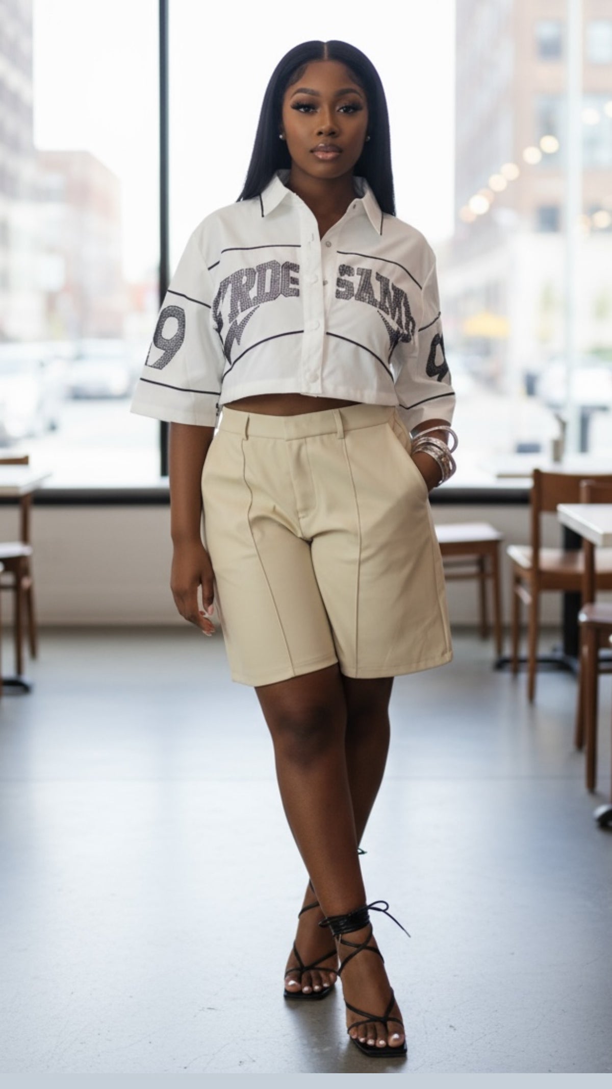 Tan leather Cargo Shorts