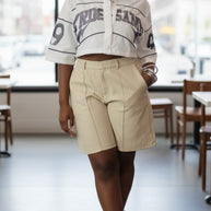 Tan leather Cargo Shorts