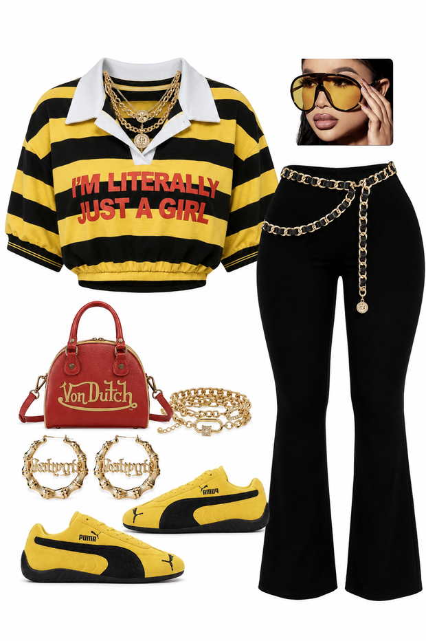 Straight yellow and black shirt