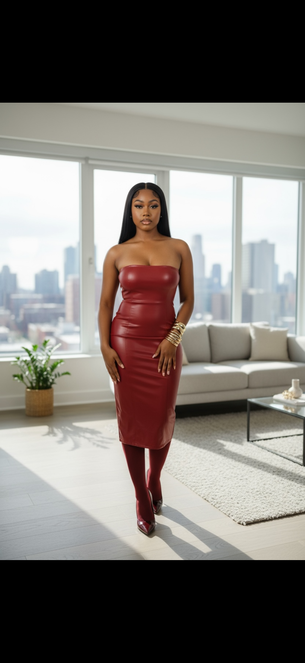 Cranberry leather Dress