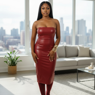Cranberry leather Dress