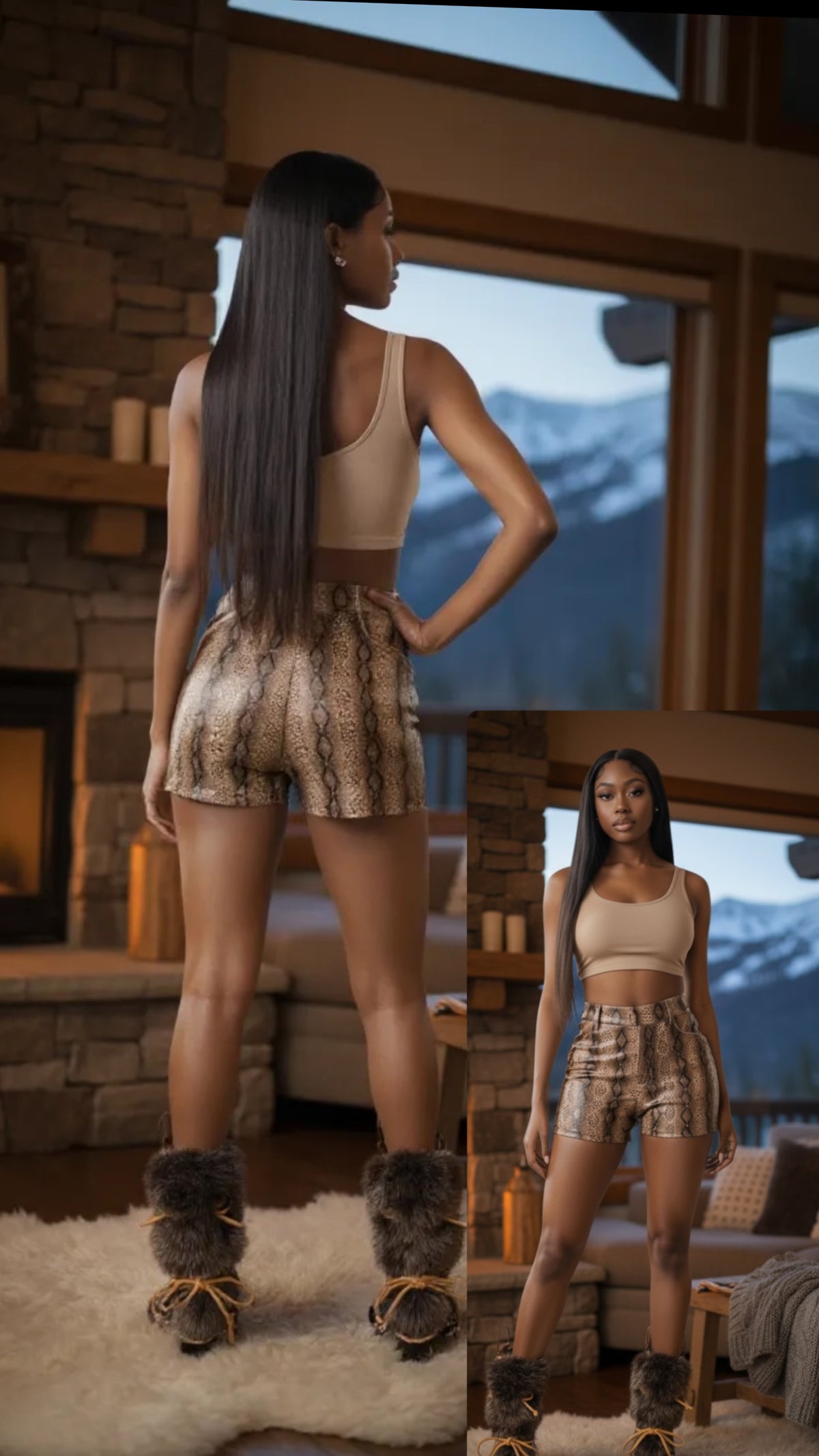 Snake skin shorts