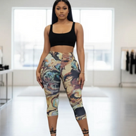 All At Once Capri Legging-Yellow/Combo