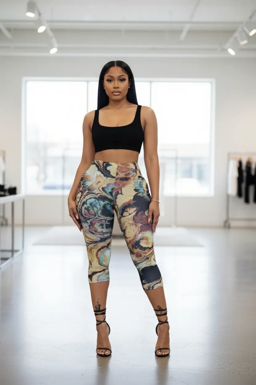 All At Once Capri Legging-Yellow/Combo