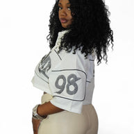 Details Moment Rhinestone Crop -white/Black