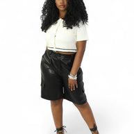 Pretty and Polished Short Sleeve cropped top - white/Black