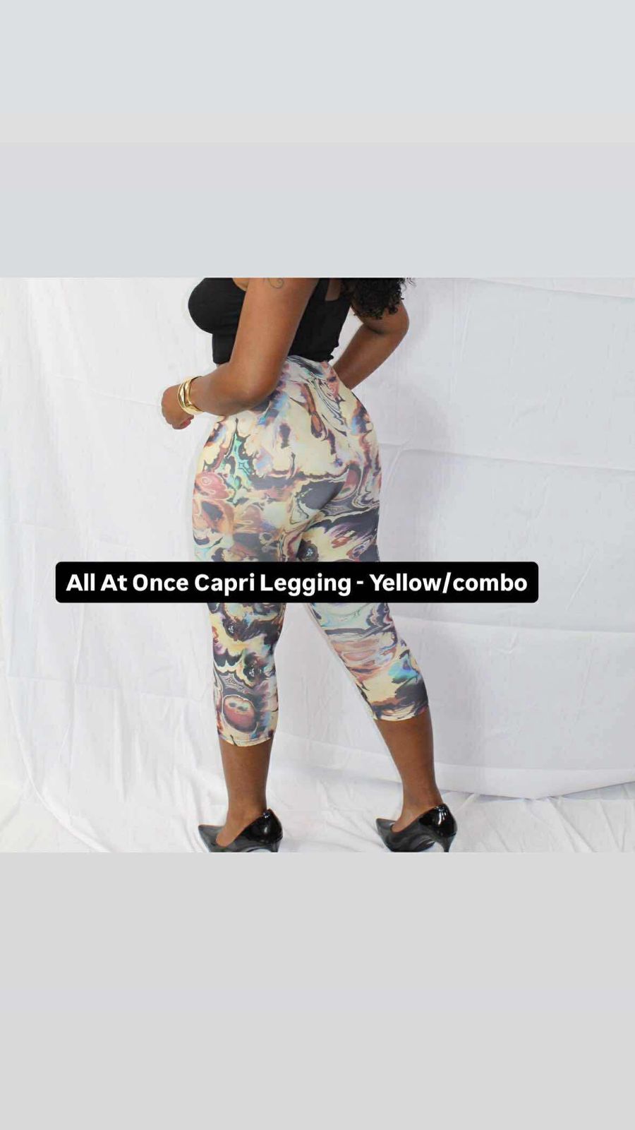 All At Once Capri Legging-Yellow/Combo