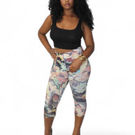 All At Once Capri Legging-Yellow/Combo