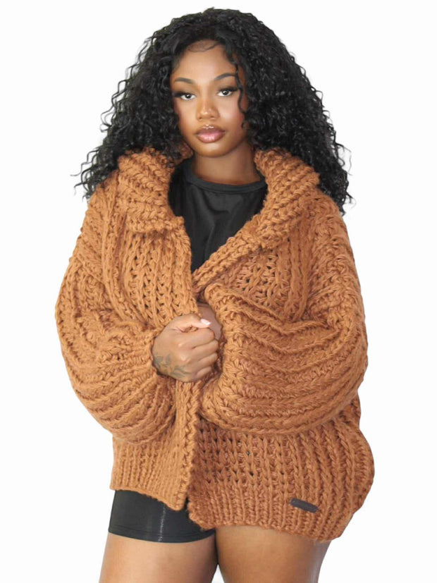 Cozy Girl Hoodie Sweater-Chestnut
