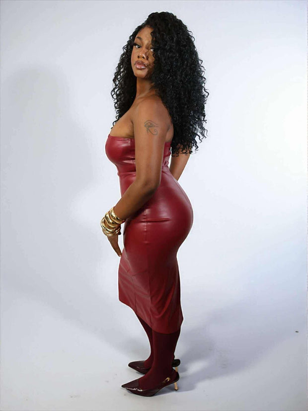 Cranberry leather Dress
